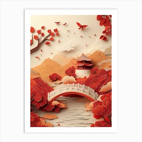 Beautiful Landscape Paper Craft Style Art Print