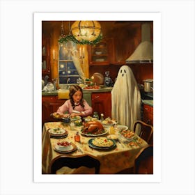 ghosts in a vintage kitchen enjoying their Christm-edit 1 Art Print