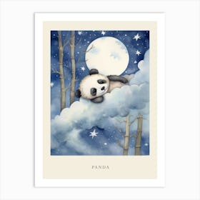 Baby Panda Cub 2 Sleeping In The Clouds Nursery Poster Art Print