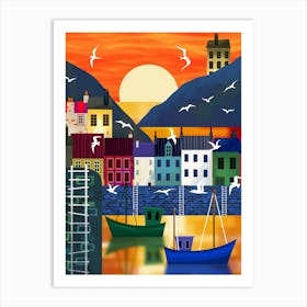 Harbour at Sunset Art Print