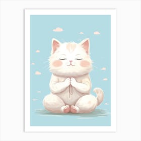 Kawaii Cat Drawings Yoga 3 Art Print