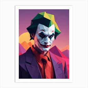 Joker Portrait Low Poly Geometric (13) Art Print