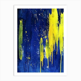 Blue And Yellow Abstract Painting 5 Art Print