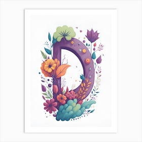 Colorful Letter D Illustration 45 Art Print