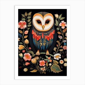 Folk Bird Illustration Barn Owl 3 Art Print