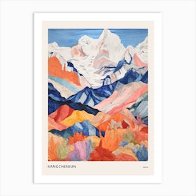 Kangchenjun India And Nepal 2 Colourful Mountain Illustration Poster Art Print