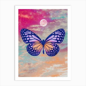 Bright Butterfly Moon Collage Art Print