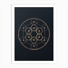Abstract Geometric Gold Glyph on Dark Teal n.0239 Art Print