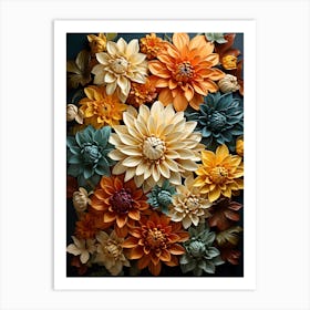 Flowers On A Dark Background 2 Art Print