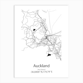 Auckland,New Zealand Minimalist Map Art Print