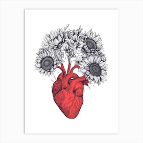 Heart With Sunflowers Art Print