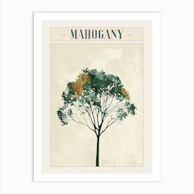 Mahogany Tree Minimal Japandi Illustration 1 Poster Art Print