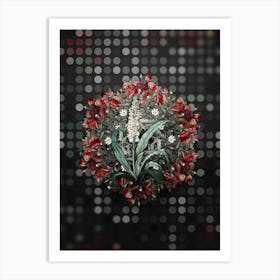 Vintage Eucomis Punctata Flower Wreath on Dot Bokeh Pattern n.0568 Art Print