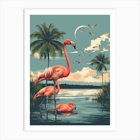 Greater Flamingo Kenya Tropical Illustration 7 Art Print