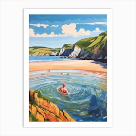 Wild Swimming At Three Cliffs Bay Swansea 1 Art Print
