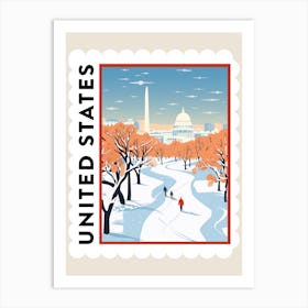 Retro Winter Stamp Poster Washington Dc Usa Art Print