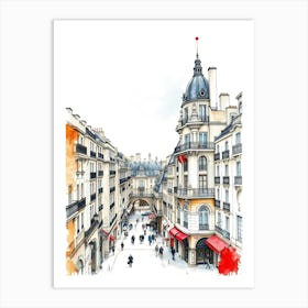 Paris Street In Watercolor Art Print