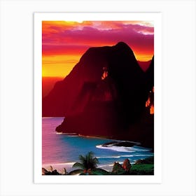 The Na Pali Coast Retro Sunset Art Print