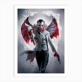 Bloody Male Vampire with Guns - Poster Art Art Print