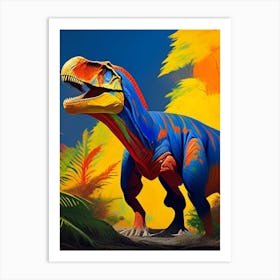 Tarbosaurus Primary Colours Dinosaur Art Print