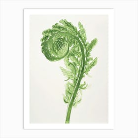 Green Ink Painting Of A Asparagus Fern 1 Art Print