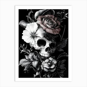 Skull And Roses 1 Art Print