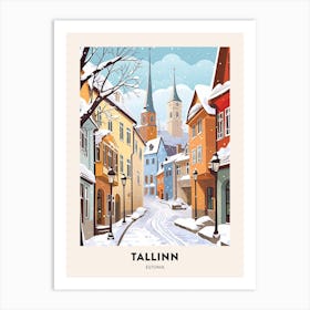 Vintage Winter Travel Poster Tallinn Estonia 3 Art Print