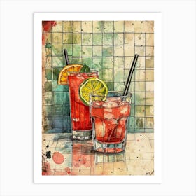 Cocktail Selection Paint Splash Watercolour Art Print