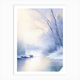 Frozen River Waterscape Gouache 2 Art Print