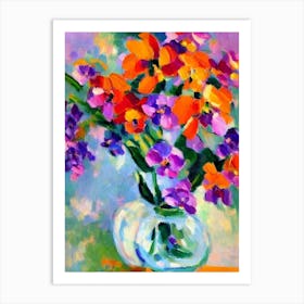 Orchid Floral Abstract Block Colour 1 2 Flower Art Print