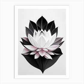 Giant Lotus Black And White Geometric 2 Art Print