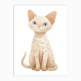 Devon Rex Cat Clipart Illustration 1 Art Print