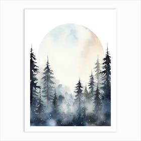 Watercolour Of Hoh Rainforest   Washington Usa 1 Art Print