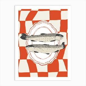 Food Illustration Sardines Preppy Contemporary Kitchen Art Print