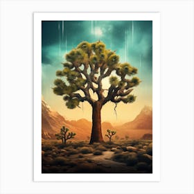 Joshua Tree In The Rain In Nat Viga Style (2) Art Print