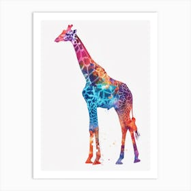 Colourful Watercolour Style Giraffe Portrait 1 Art Print