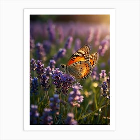 Butterfly On Lavender 2 Art Print