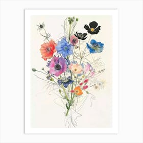 Nigella 6 Collage Flower Bouquet Art Print