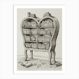 Heart Bookcase Art Print