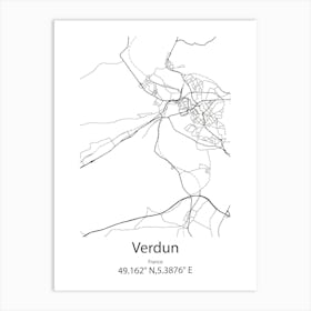 Verdun,France Minimalist Map Art Print