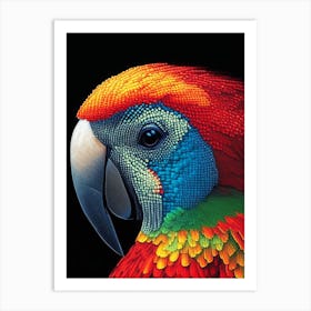 Parrot Pointillism Bird Art Print