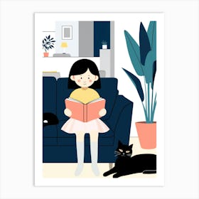 Girl Reading A Book 3 Art Print