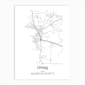 Umag,Croatia Minimalist Map Art Print