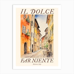 Il Dolce Far Niente Bolzano, Italy Watercolour Streets 1 Poster Art Print
