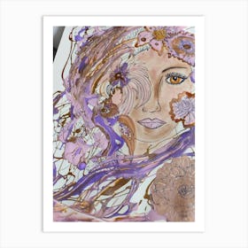 Lady with splash of paint Art Print