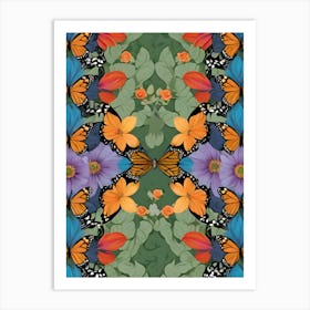 Butterflies And Flowers Art Print