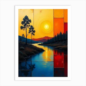 Sunset At The Lake 1 Art Print