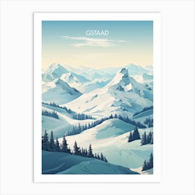 Poster Of Gstaad   Switzerland, Ski Resort Illustration 0 Art Print