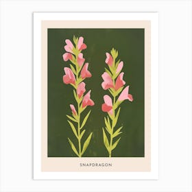 Pink & Green Snapdragon 2 Flower Poster Art Print
