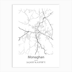 Monaghan,Ireland Minimalist Map Art Print